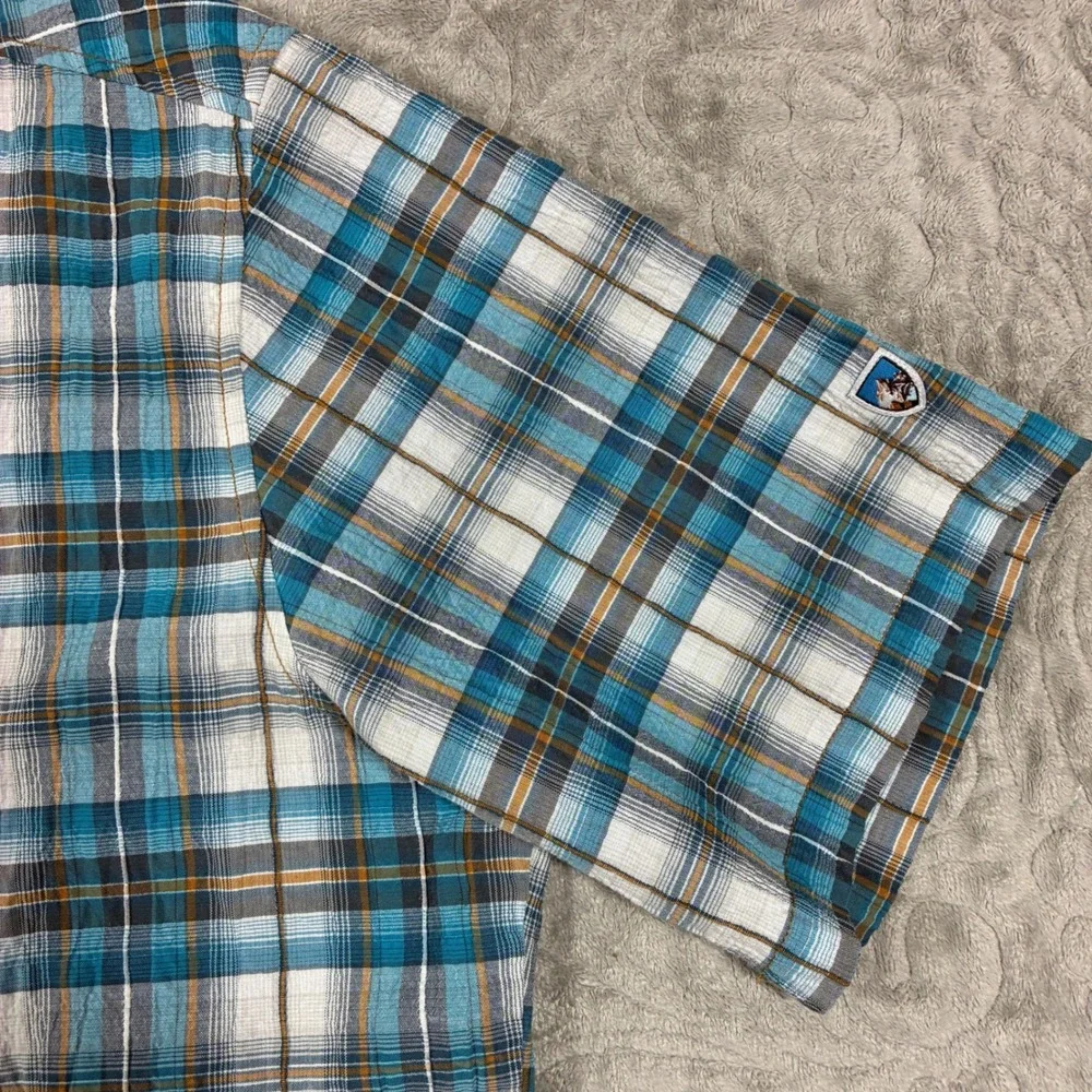 Kuhl Mens Hiking Button Down Shirt Size XXL Plaid Short Sleeve Blue - Picture 6 of 10